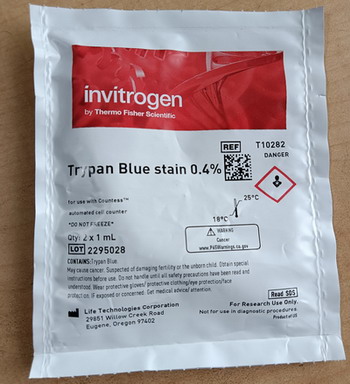 赛默飞Thermo细胞计数器台盼蓝染色剂T10282， 配套Countess细胞计数仪使用